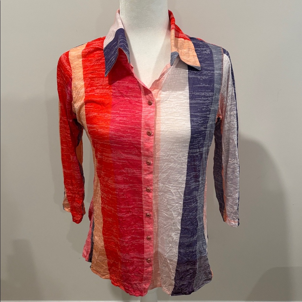 David Cline Pink and White Striped Shirt